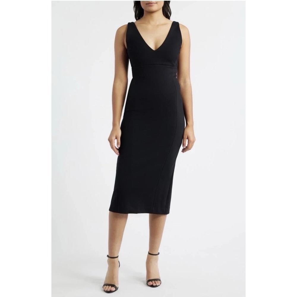 SPANX SPANXshape Ponte V Neck Sleeveless Midi Dress Size XS‎ Black 21733R